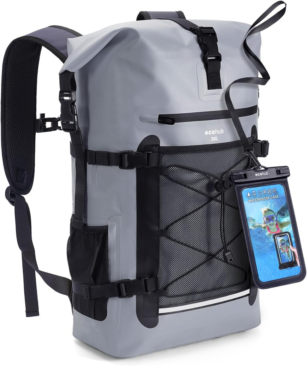 ECOHUB Waterproof Backpack, 30L Roll-Top Closure Heavy Duty Dry Bag