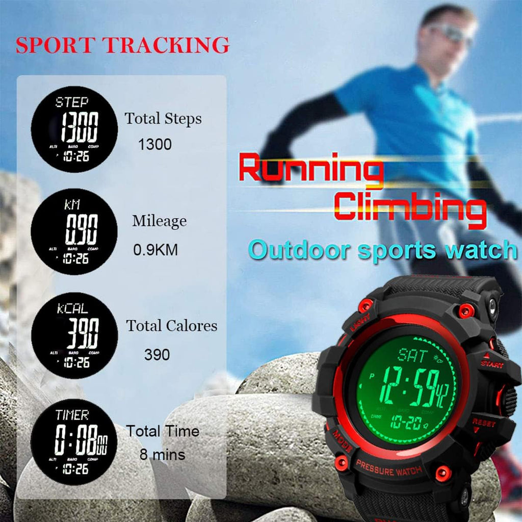 Watch Compass, Altimeter Barometer Thermometer Temperature, Pedometer, Military Army Waterproof Outdoors Sport Digital Watch for Men