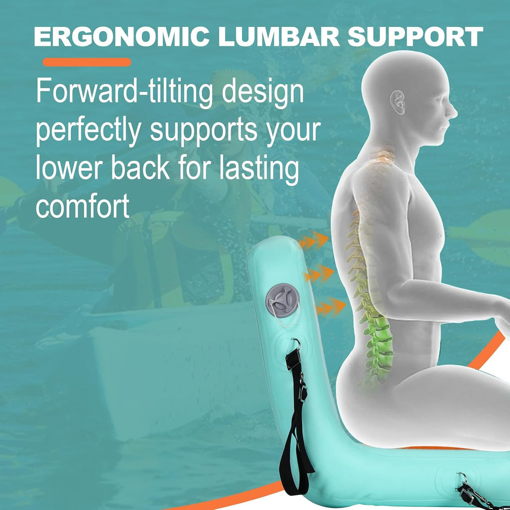 JAYEGT Inflatable Kayak Seat with Back Support,Paddle Board Accessories ，Foldable SUP Seat，Ergonomic Anti-Slip Design, high Load Capacity，Versatile Use for Kayak, Boat,SUP,Canoe,Fishing Boat-Green