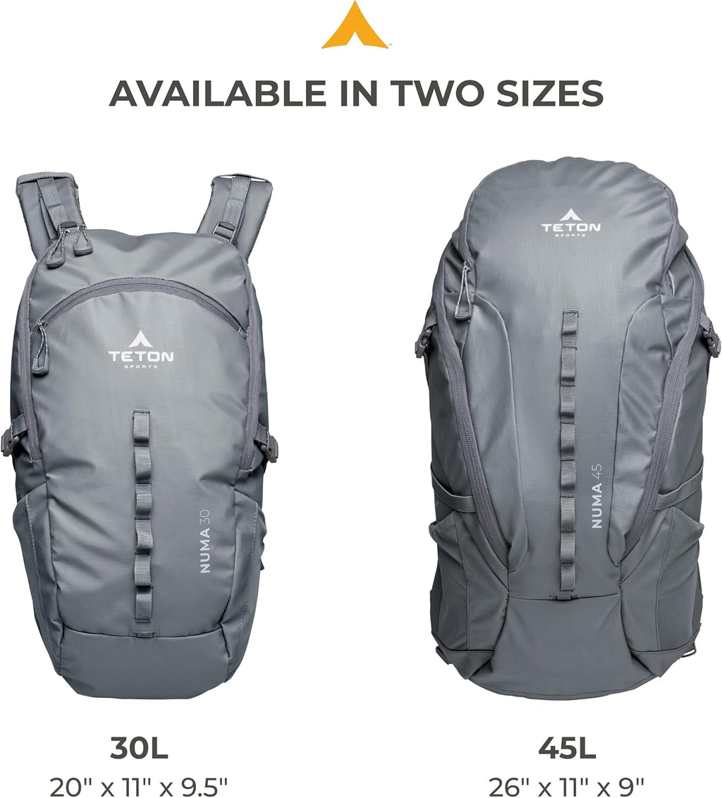 Teton 30L Numa backpack, durable and ready for hiking, camping or backpacking. Perfect lightweight travel bag with more room than you think, Terra