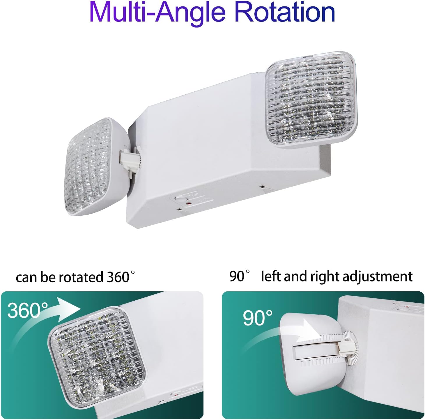 TANLUX LED Emergency Lights with Battery Backup, Two Head Adjustable Commercial Emergency Lights, UL Listed, AC 120/277V, Hardwired Emergency Exit Light Fixtures for Business - 6 Pack(White)