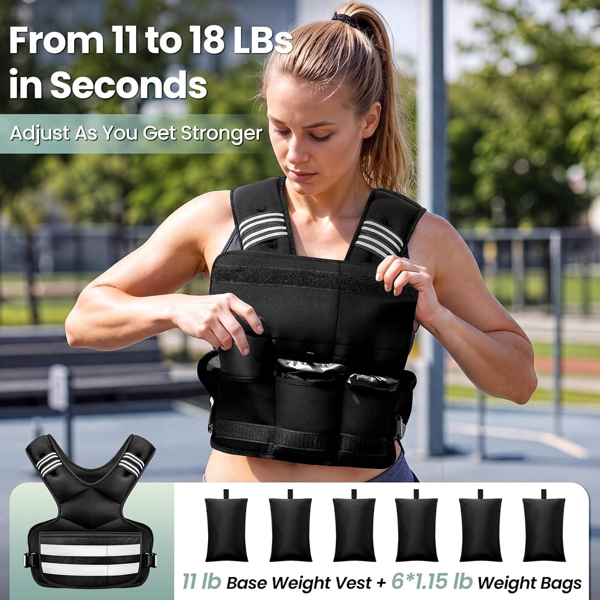 Adjustable Weighted Vest for Women and Men, 4-11lb/11-18lb/20-32lb Vest