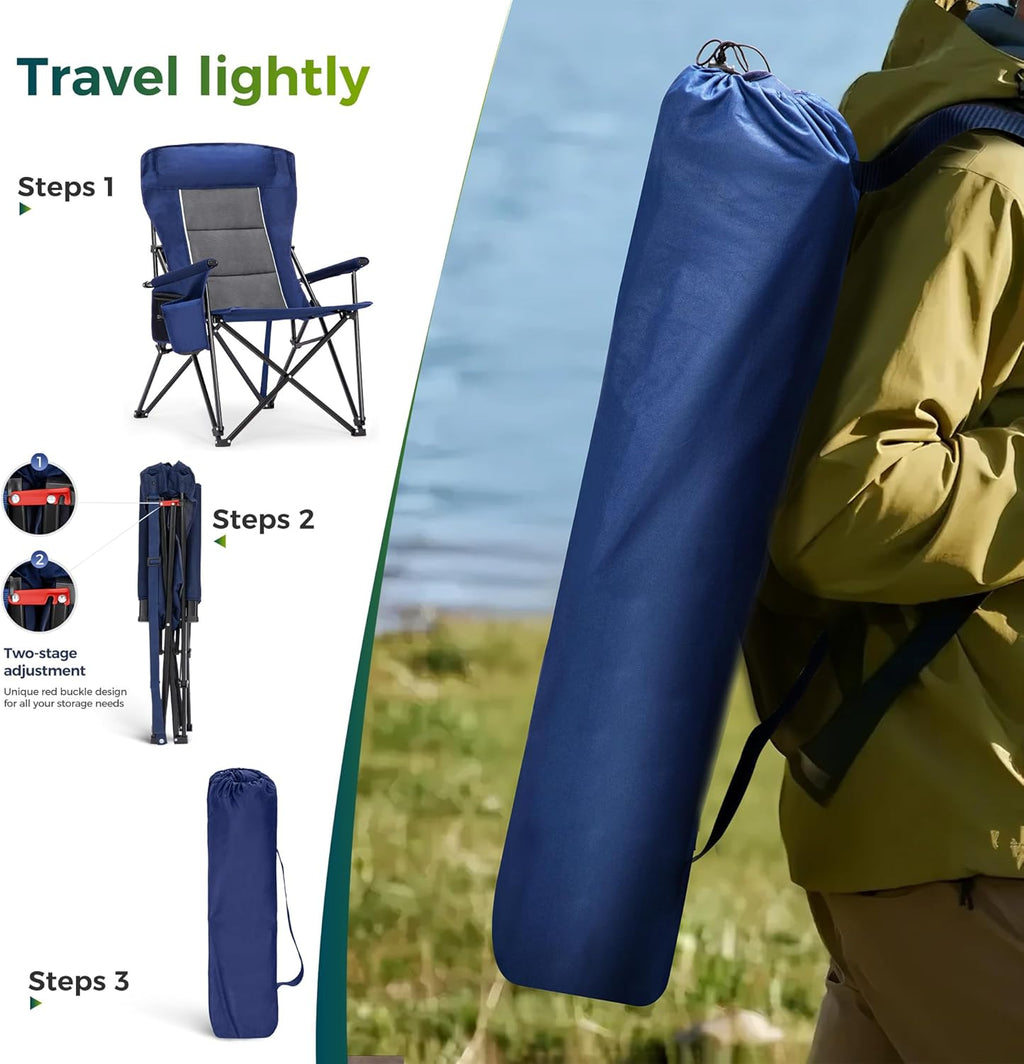 ALPHA CAMP Oversized Camping Chair for Adult Lawn Chair for Outdoor Camping