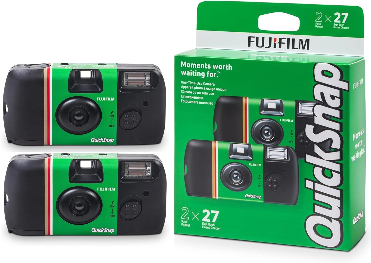 FUJIFILM QuickSnap Flash 400 Disposable Camera 8-Pack 27 Exposures Bundle
