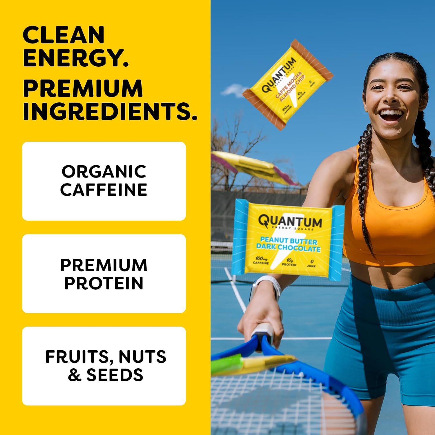QES Energy Bars, Variety Mega Pk, Caffeine, 10g Protein, Gluten Free, Vegan