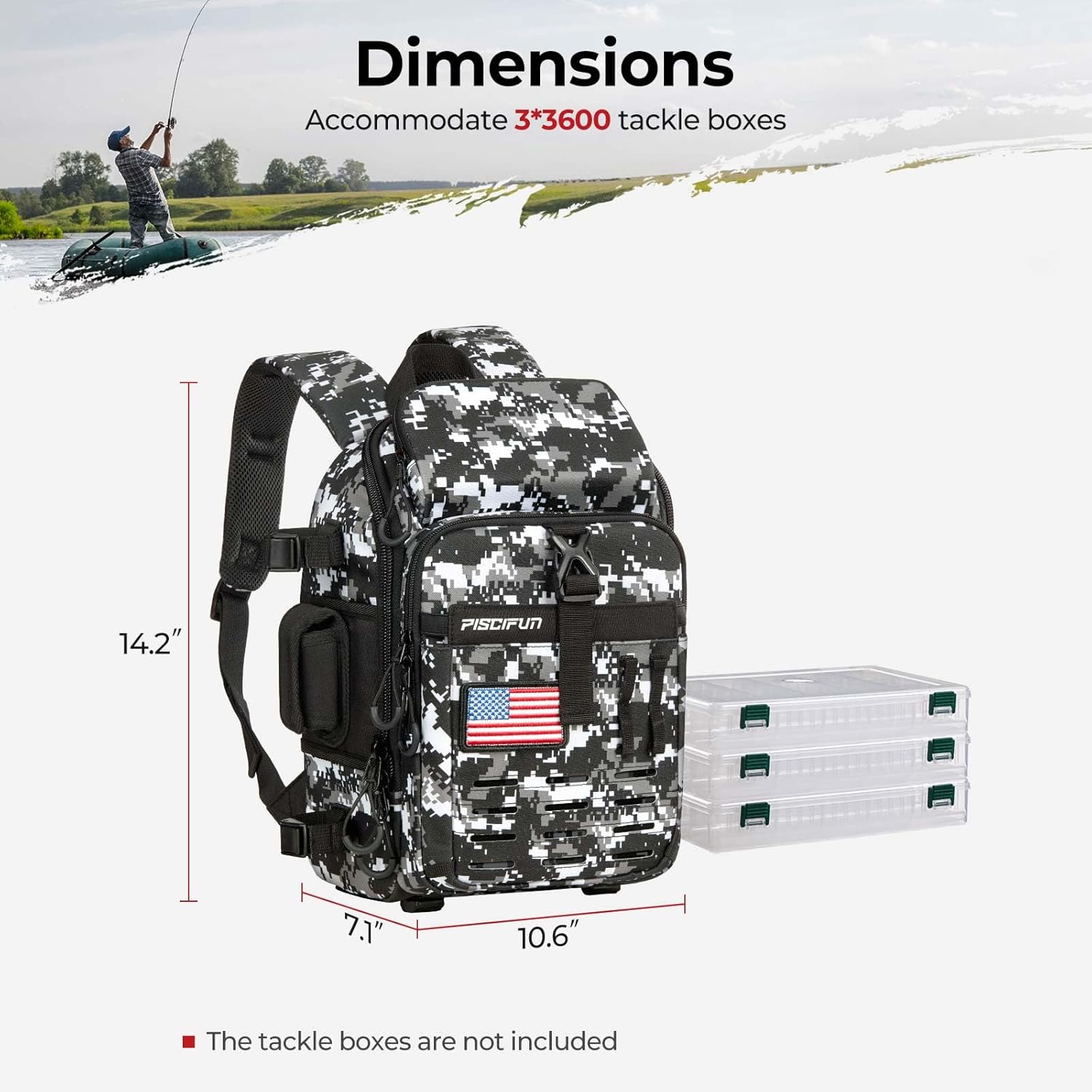Piscifun Fishing Tackle Backpack, Rod & Gear Holder, Water-Resistant