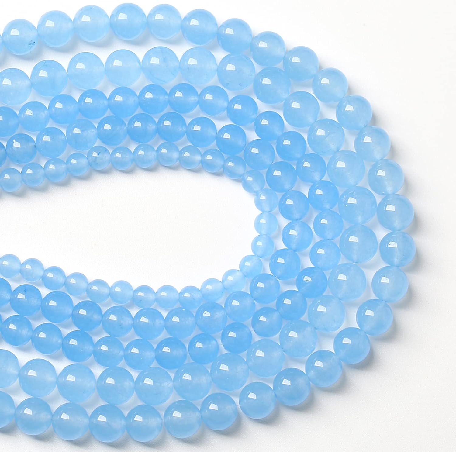 12MM 32PCS Blue Aquamarine Chalcedony Spacer Loose Beads for Jewelry Making DIY Bracelet Necklace