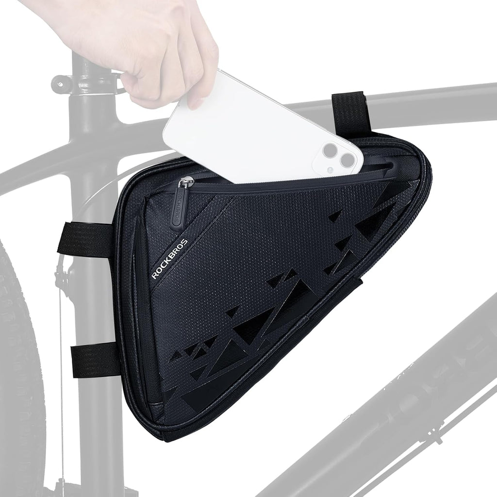 ROCKBROS Bike Triangle Frame Bag Waterproof Top Tube Bag with Keel Support