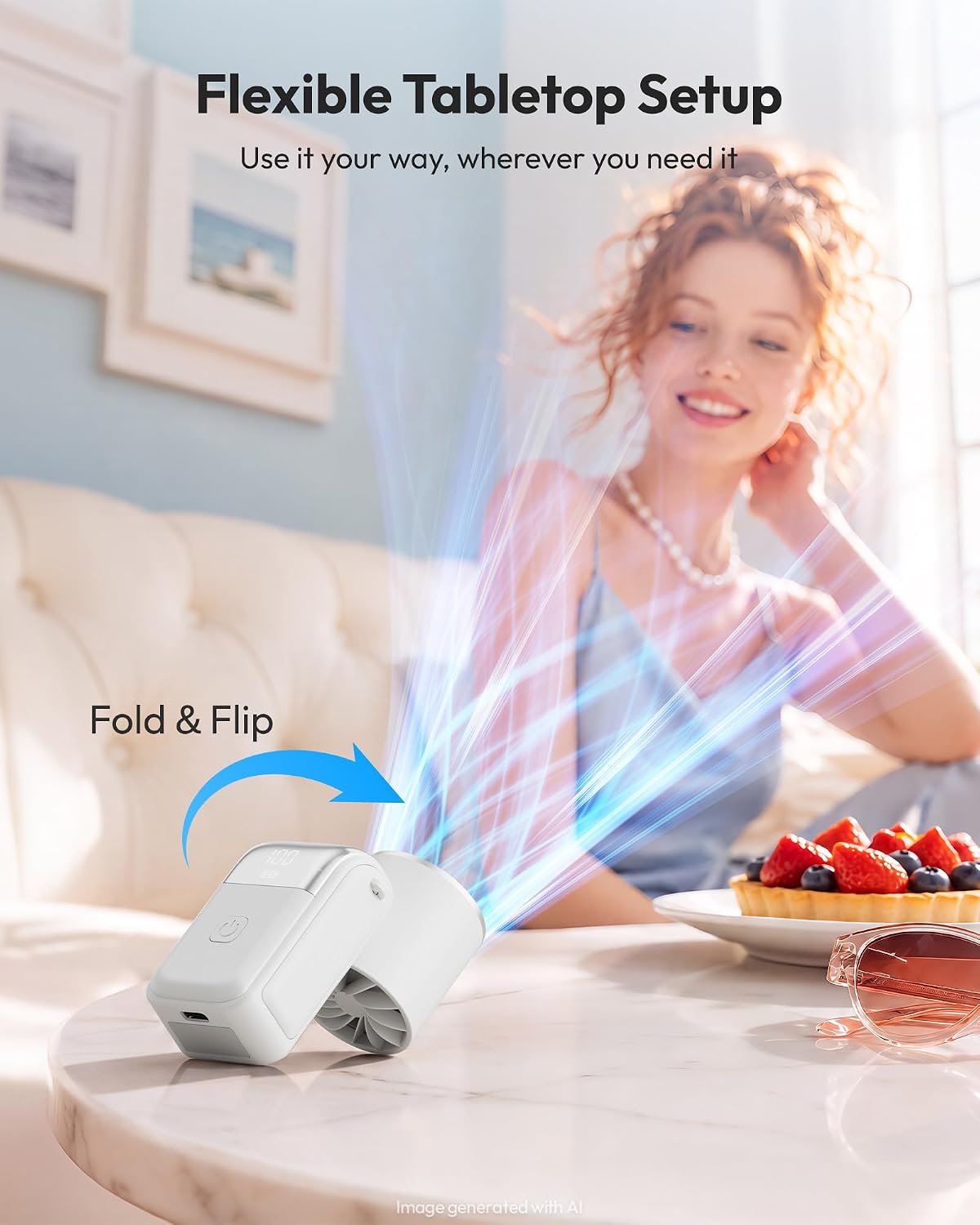 Gaiatop Portable Mini Fan Handheld, 3-in-1 Foldable Pocket Fan, Up to 15H