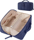 BAGSMART Puffy Travel Makeup Bag Toiletry Bag for Women, Navy Blue