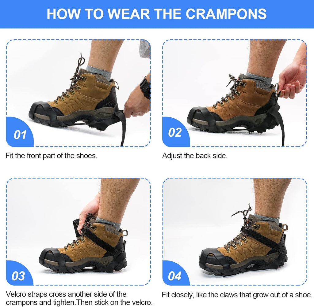 Crampons, Ice Cleats for Shoes and Boots, Silicone Stainless Steel