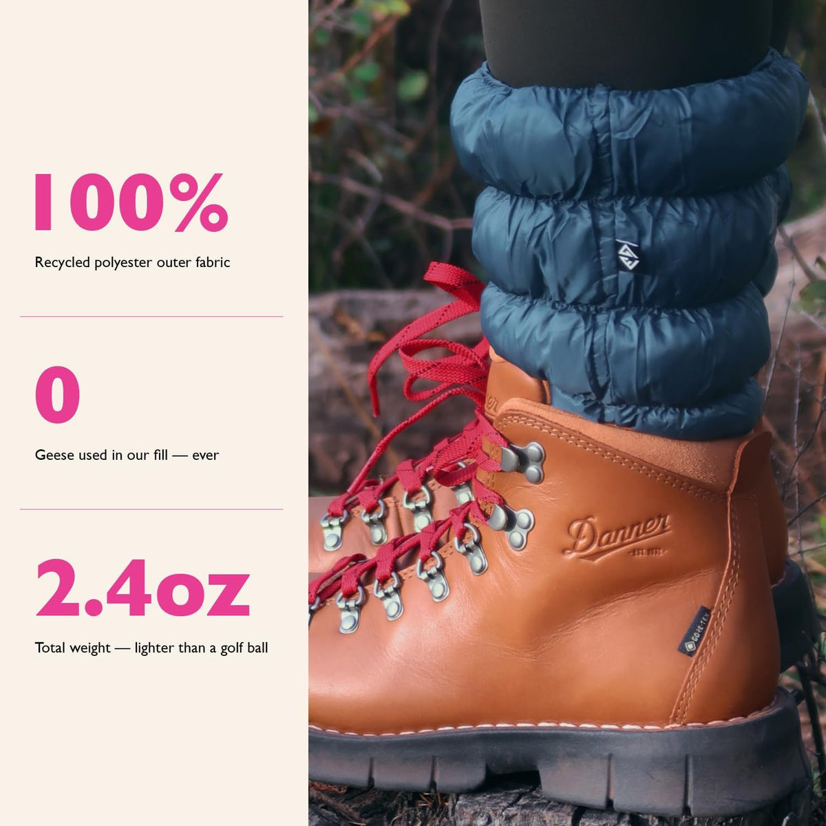 Hikas Gaiters - One Size Water Resistant Ankle Gaiters for Hiking, Snow, Mud, Sand & Tick Protection, Cozy Recycled Lightweight Outdoor Cuffs for Boots & Sneakers