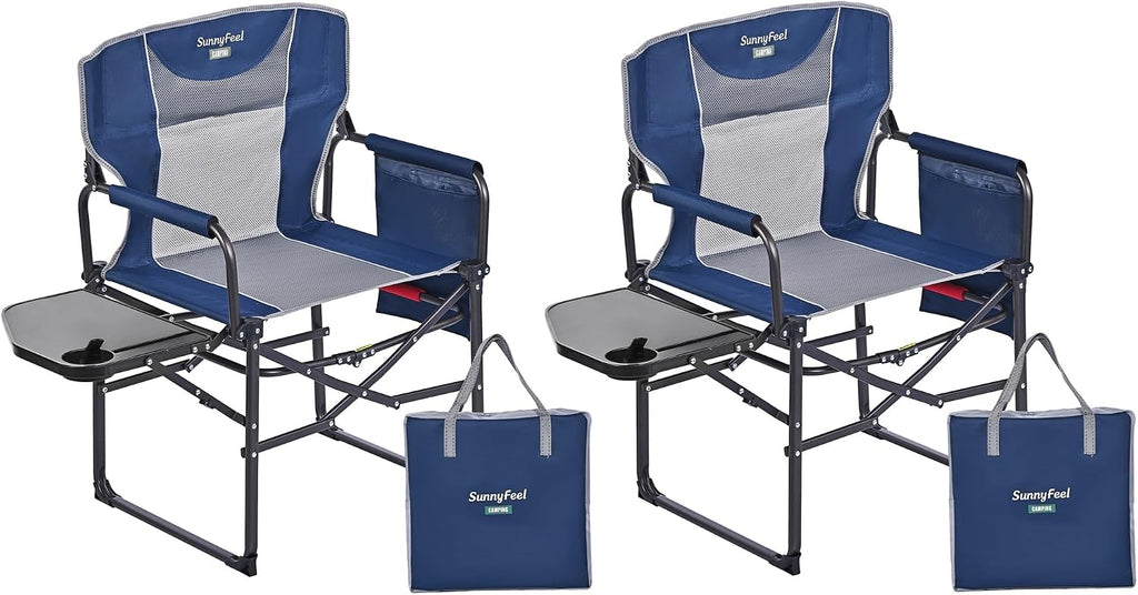 SUNNYFEEL Oversized Camping Chair Portable Directors Chairs with Side Table