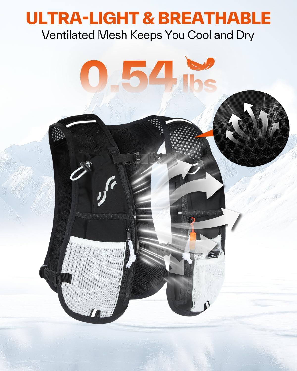 Sportneer Hydration Backpack: Lightweight Water Pack with 1.5L Bladder, Hydro Water Daypack for Running Hiking Biking Cycling for Women Men