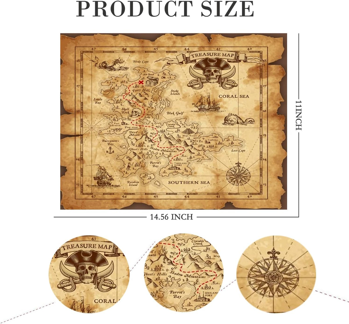 Pirate Monocular Telescope with Treasure Map Pocket Compass - Collapsible Spyglass for Party Accessory Set