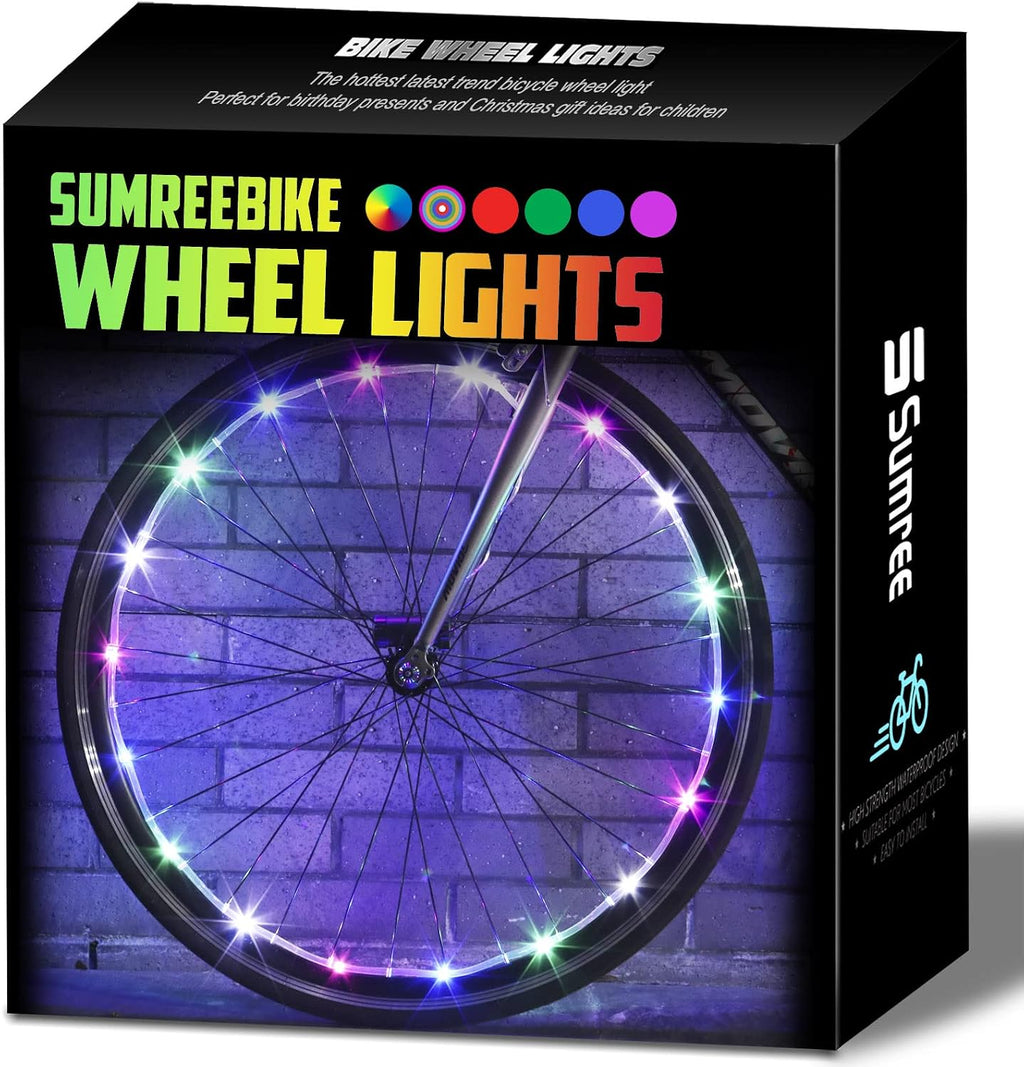 LED Bike Wheel Lights,2-Tire Pack USB Rechargeable Bike Lights with Batteries Included, Best Bicycle Lights - Stocking Stuffer Birthday Gift for Kids, Girls, Boys, Adults