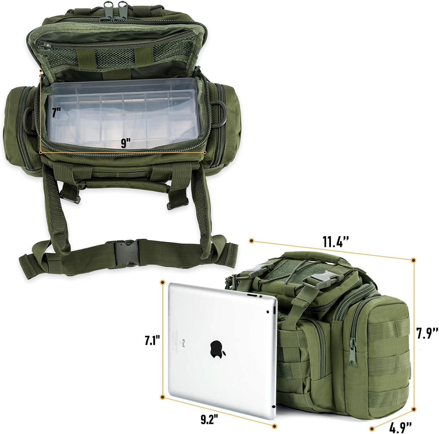 Dr.Fish Tackle Bag with 60 Fishing Lures Spinners Soft & Hard Baits