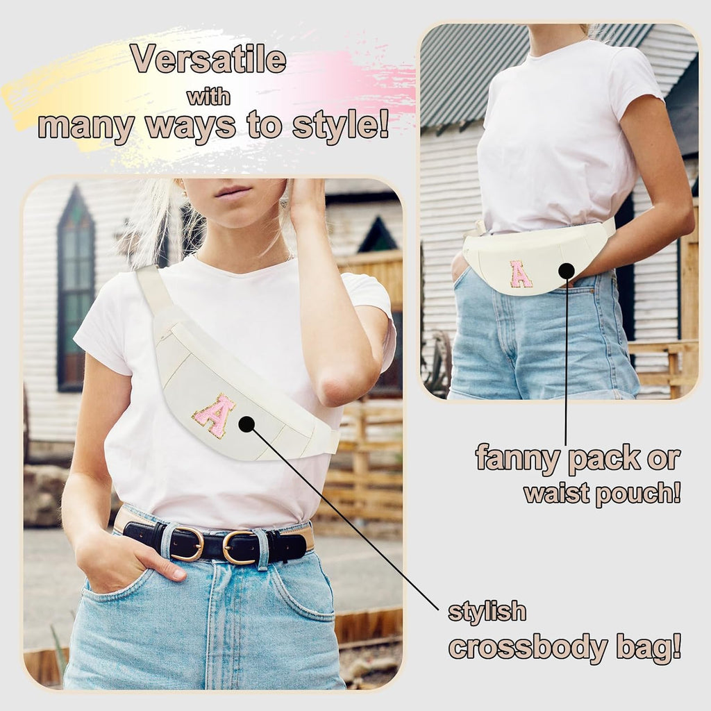 Personalized Birthday Gifts for Women Christmas Gifts for Women Gifts Trendy Stuff Initial Fanny Pack Crossbody Belt Bag Gifts for Friends Her Cute Graduation Gifts,Beige A