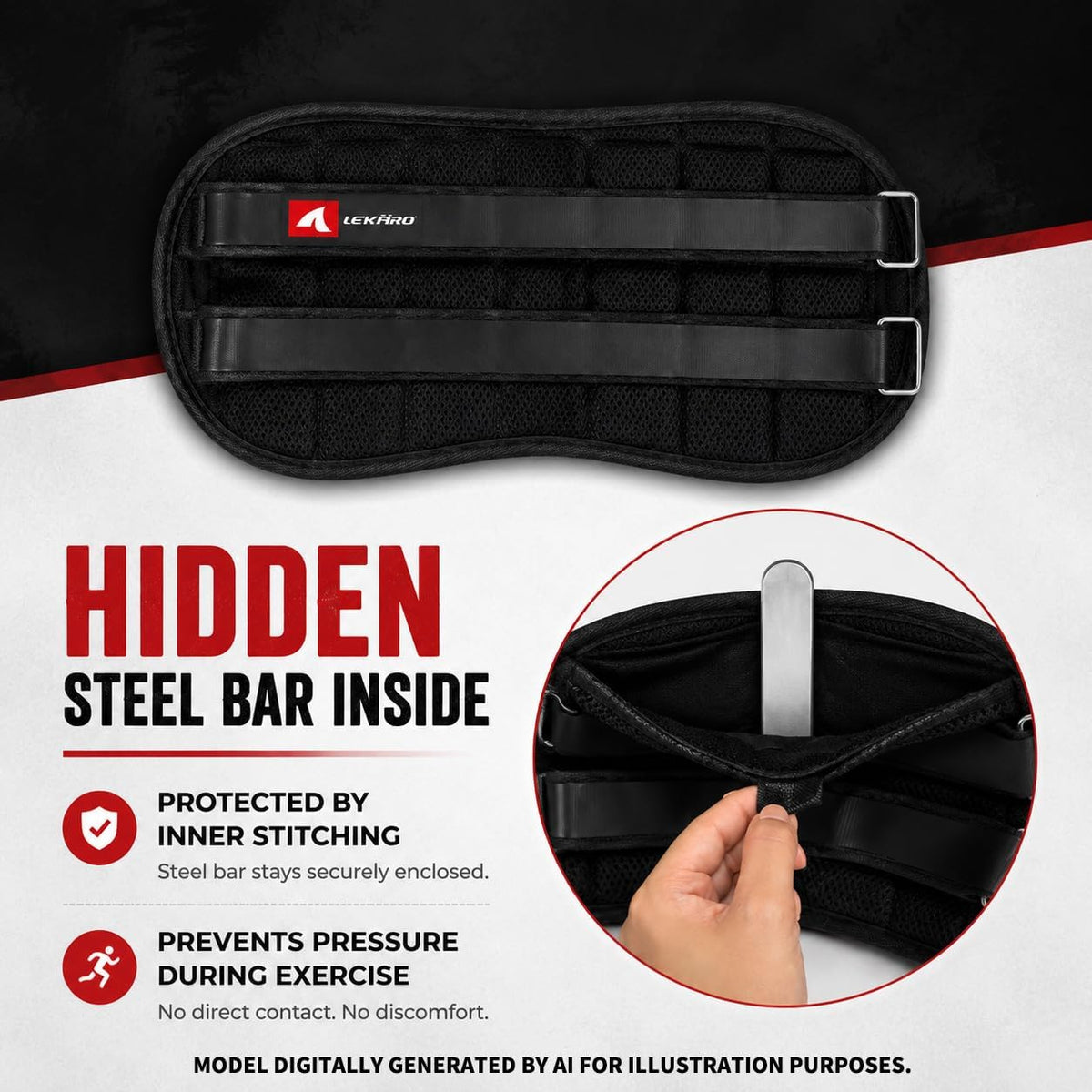 Adjustable Ankle Weights for Men, Heavy Duty Wearable Leg Weights with Removable Steel Plates for Strength Training and Gym Workouts
