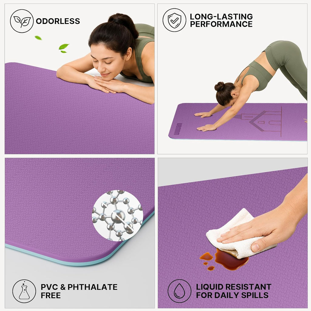 Yoga Mat TPE 72"x31.5"x0.31" Thick Non Slip Exercise Mat