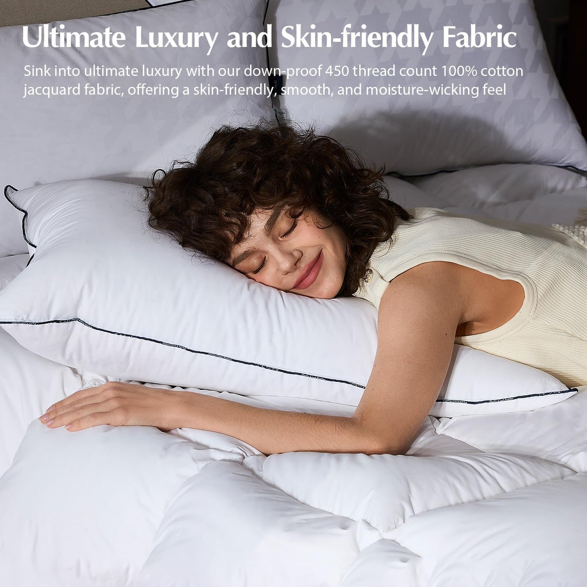 Pacific Coast White Goose Down Pillow, Soft Standard Pillow for Sleeping