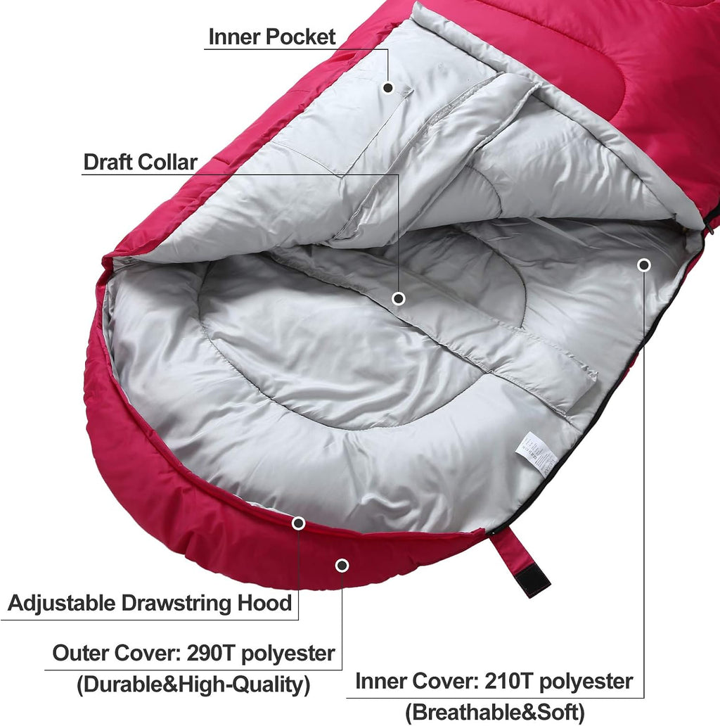 SOULOUT 3-4 Season Sleeping Bag for Adults & Teens - Camping