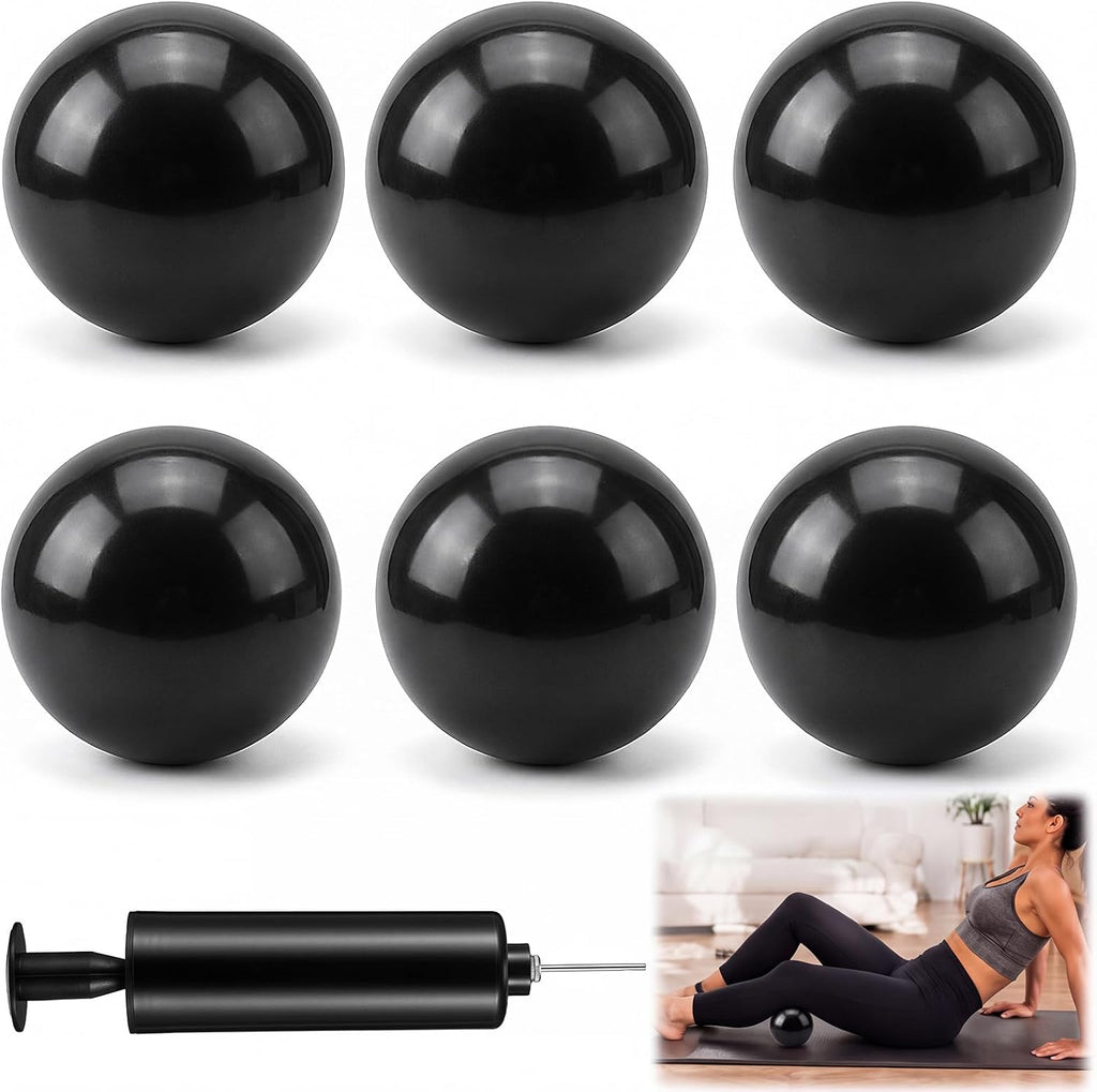 Seenelling 6 Pack Massage Exercise Balls for Myofascial Release, Inflatable Pilates Yoga Ball Set with Pump for Core Training, Fitness, Stretching, Classroom Activities