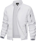 MAGCOMSEN Bomber Jacket Men White Jacket Lightweight Windbreaker Jackets Casual Bomber Jacket Light Spring,S