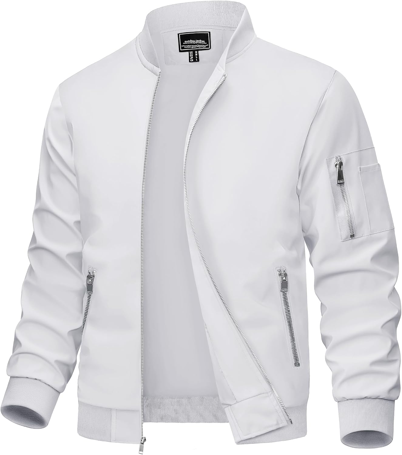 MAGCOMSEN Bomber Jacket Men White Jacket Lightweight Windbreaker Jackets Casual Bomber Jacket Light Spring,XL