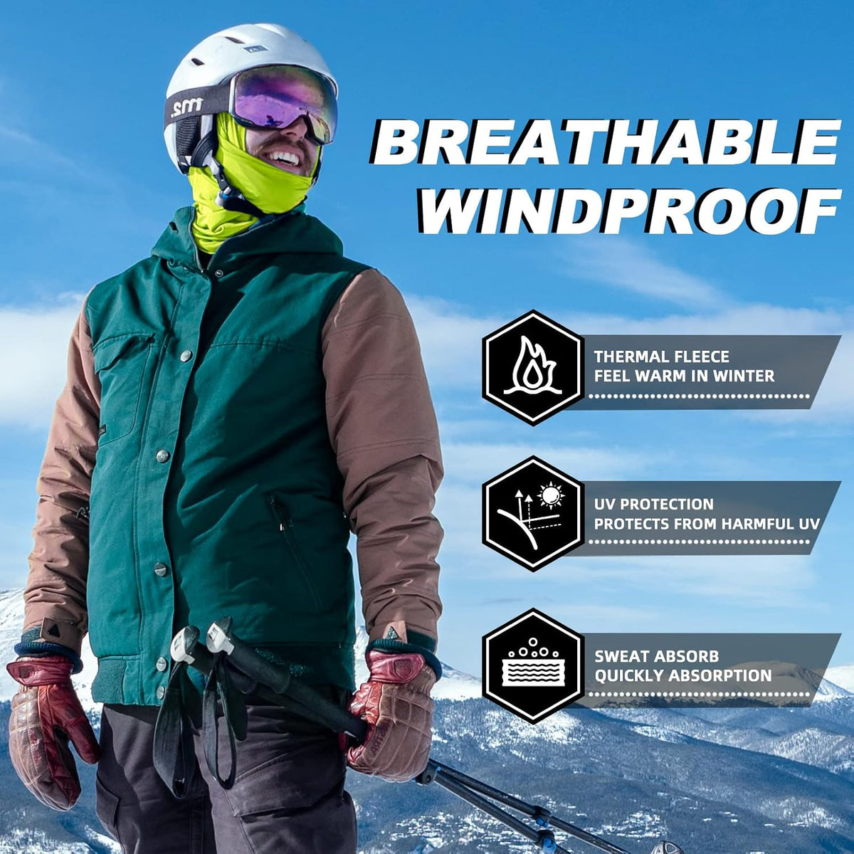 ROCKBROS Windproof Thermal Balaclava Ski Mask for Men and Women Cycling