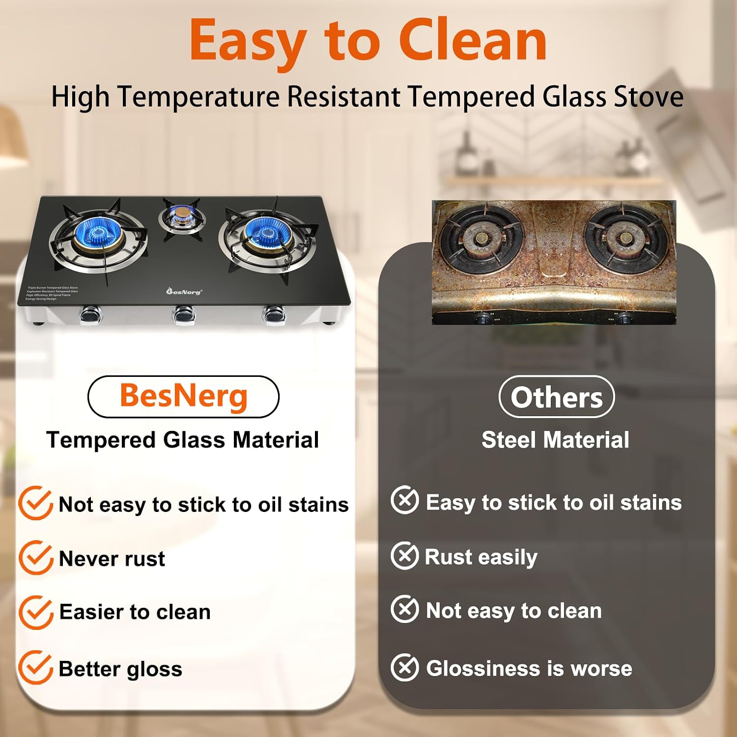 3 Burner Propane Gas Stove with Auto Ignition, 34000 BTU High-Efficiency Heavy-Duty Tempered Glass Cooktop, CSA Regulator & Hose Included, for Outdoor Camping Emergency
