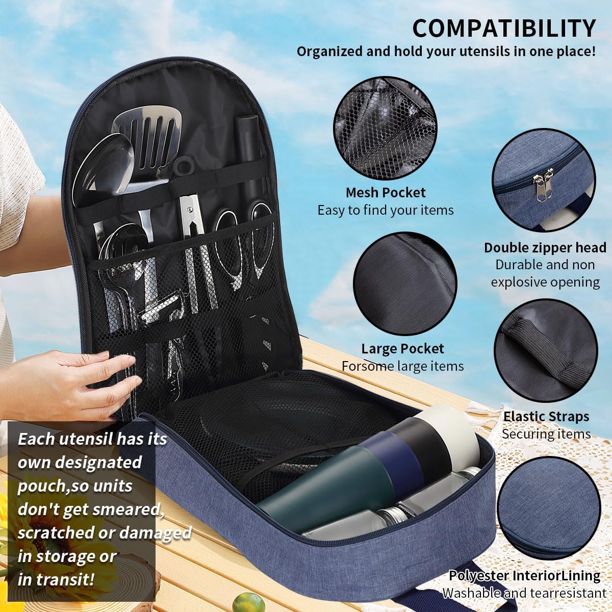 HOMQUEN Camping Essentials Camping Gear Must Haves，Cooking Utensils Set Rv Camping Accessories，Camper Gadgets for Outdoor Hiking Travel Picnic Barbecue Gifts