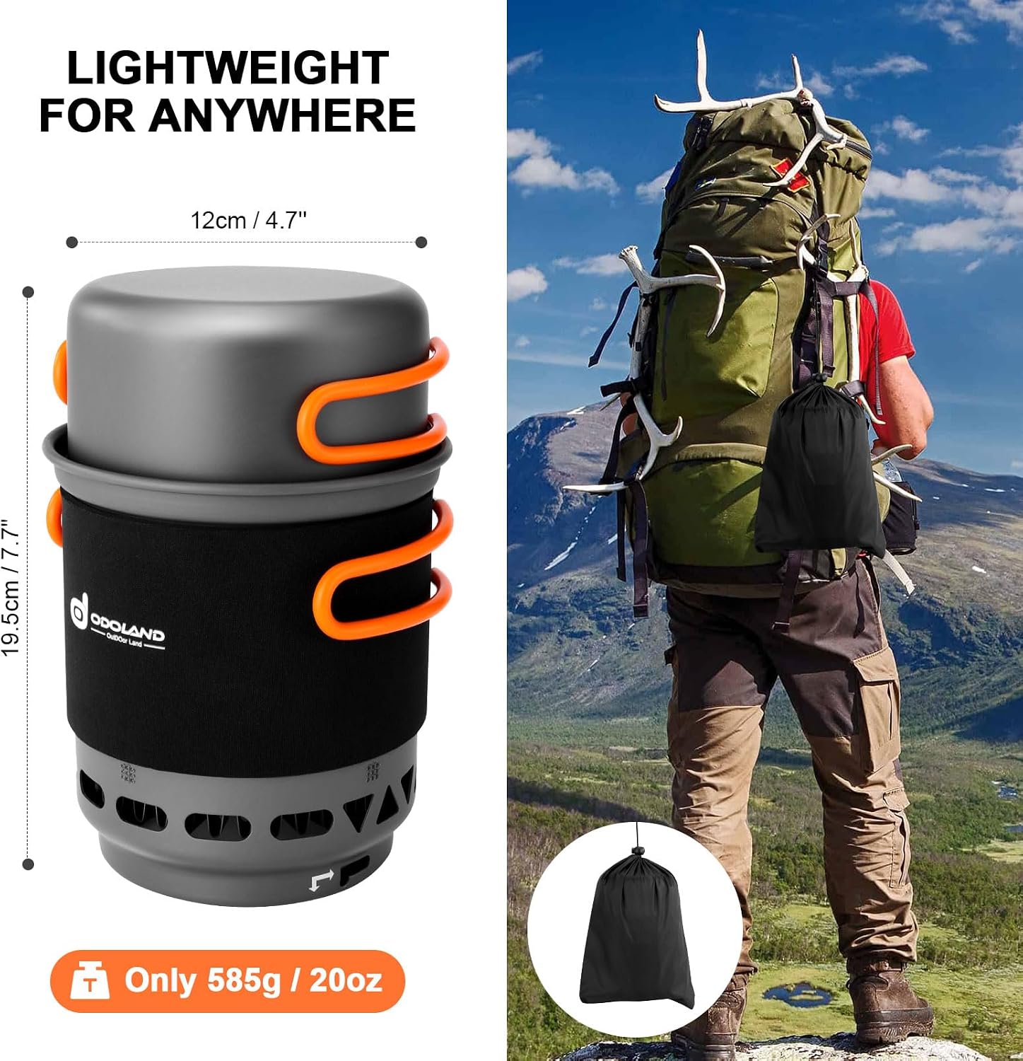 Odoland 1L Heat Exchanger Backpacking and Camping Stove System