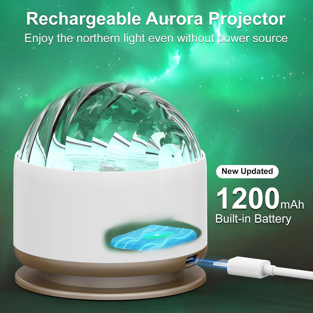 HUMIIEYE Northern Light Projector, Battery Operated Aurora Night Light, 16 Colors Galaxy Lamp Ocean Wave Ceiling Projector Mood Ambient Lighting for Bedroom Party Adults Kids Room Toddler Girl Gift