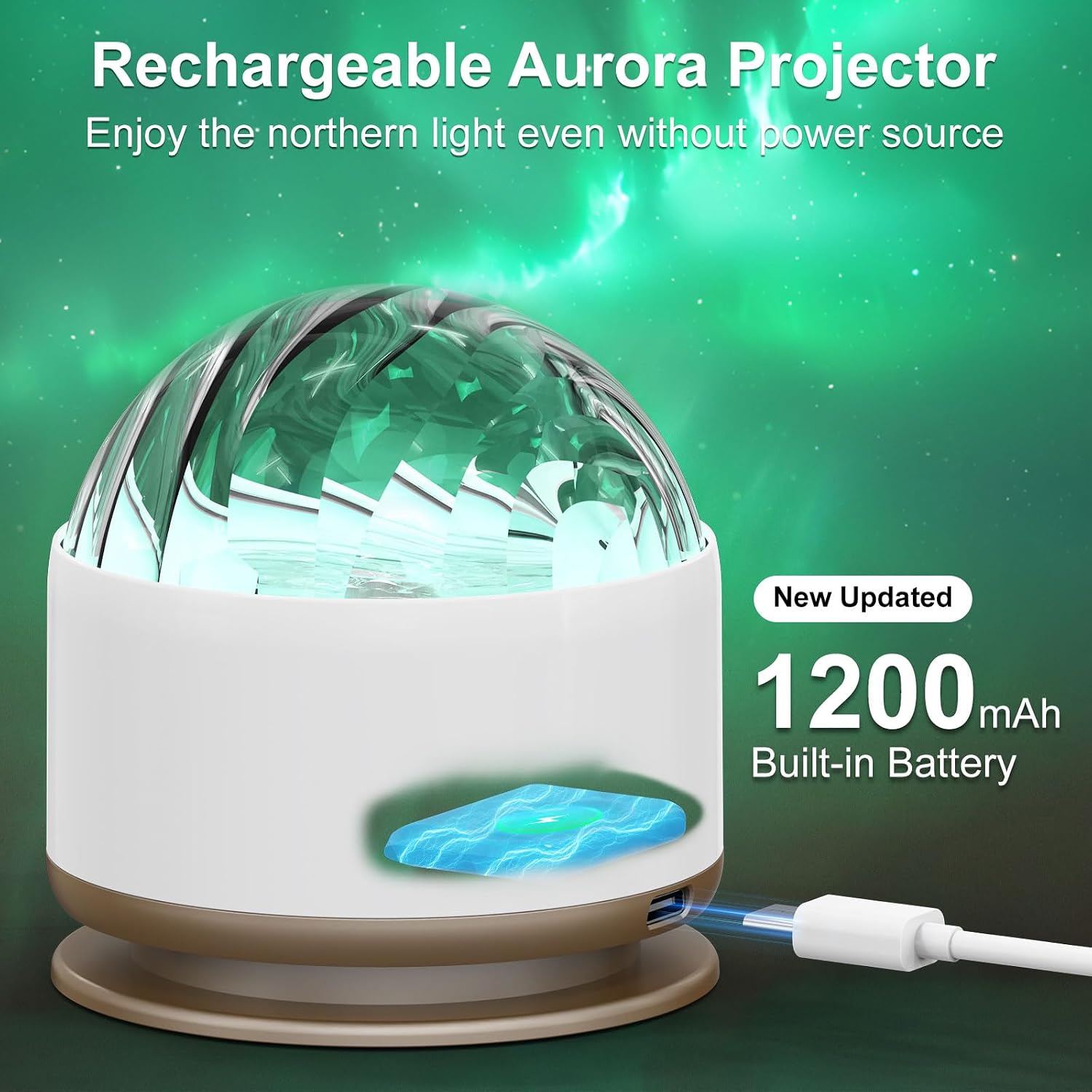 HUMIIEYE Northern Light Projector, Battery Operated Aurora Night Light, 16 Colors Galaxy Lamp Ocean Wave Ceiling Projector Mood Ambient Lighting for Bedroom Party Adults Kids Room Toddler Girl Gift