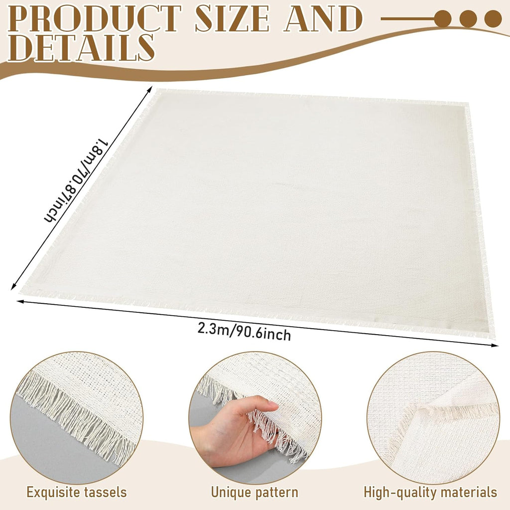 91x71 in Beach Blanket Picnic Blanket Cotton, Milky White, Waffle