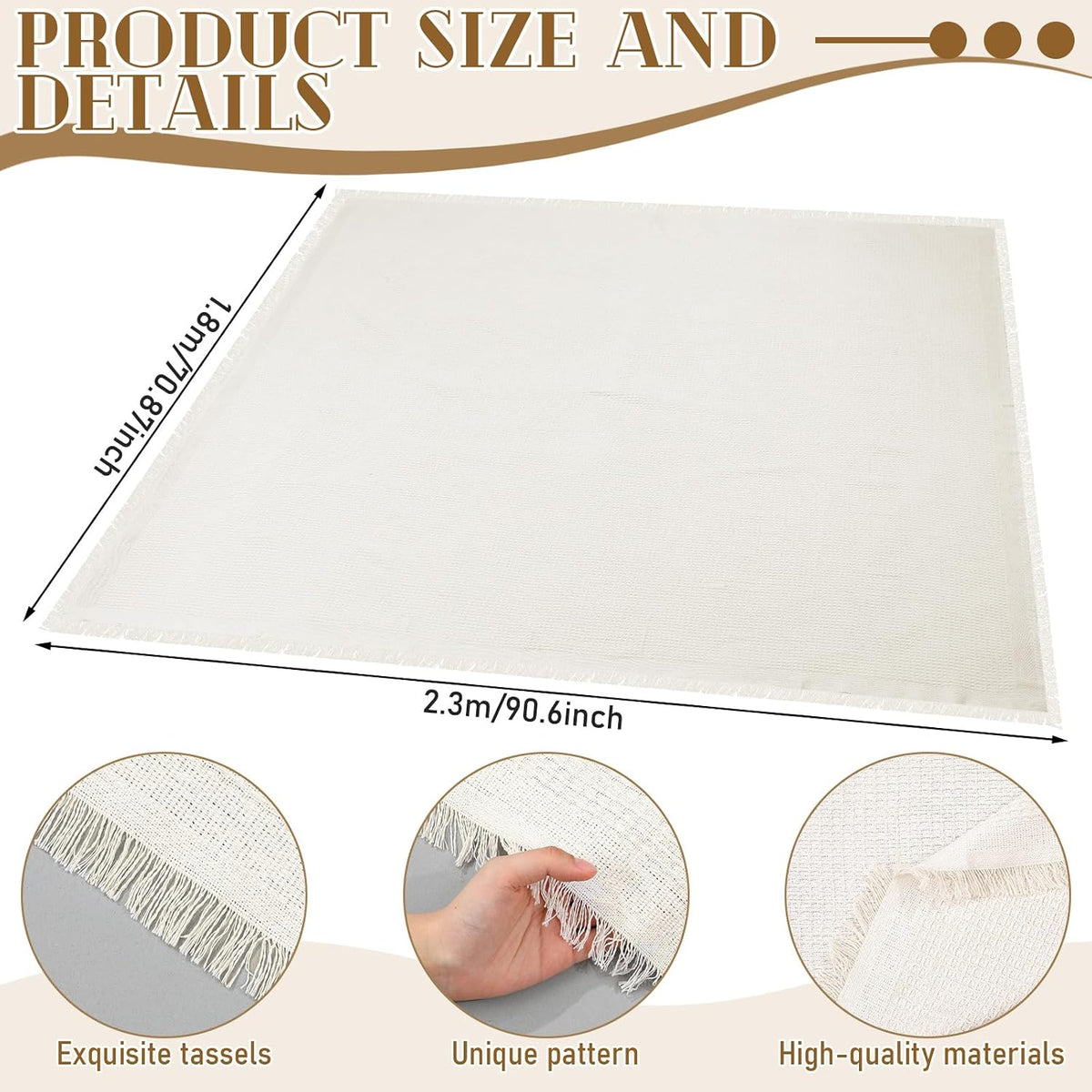 91x71 in Beach Blanket Picnic Blanket Cotton, Milky White, Waffle