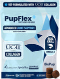 PupFlex+ Hip and Joint Supplement Dogs, Vet Created Soft Chews w/UC-II® Collagen, CurcuVET® & Omega 3 - UC-II Collagen More Effective Than Glucosamine Chondroitin, Dog Joint Supplement (60 ct)