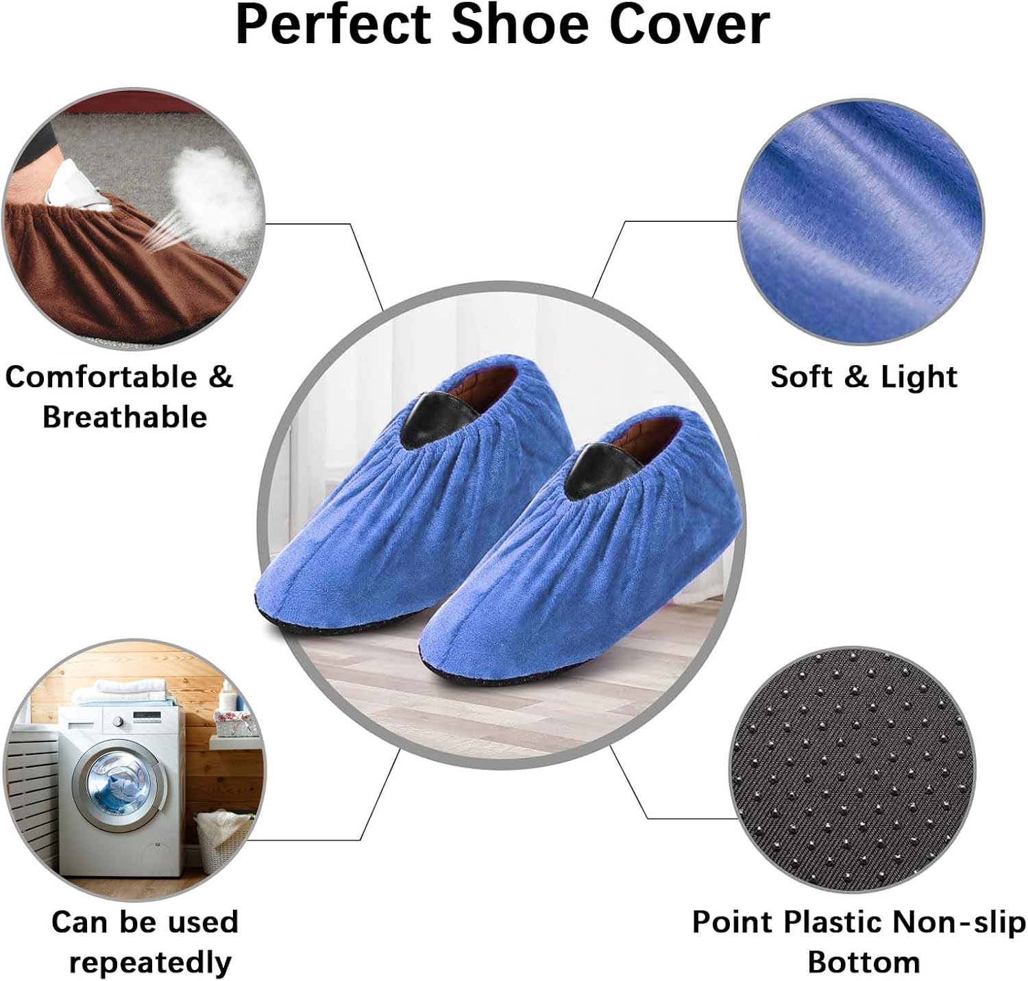 6 Pairs Non Slip Reusable Shoe Covers