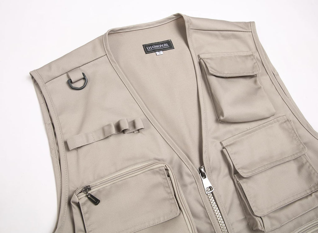 Men’s Fishing Vest Summer Outdoor Work Safari Travel Photo Vest with Multi Pockets