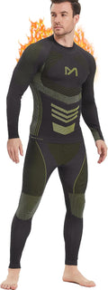 MEETYOO Thermal Underwear for Men, Winter Gear Long Johns Base Layer Top and Bottom Set for Skiing Running
