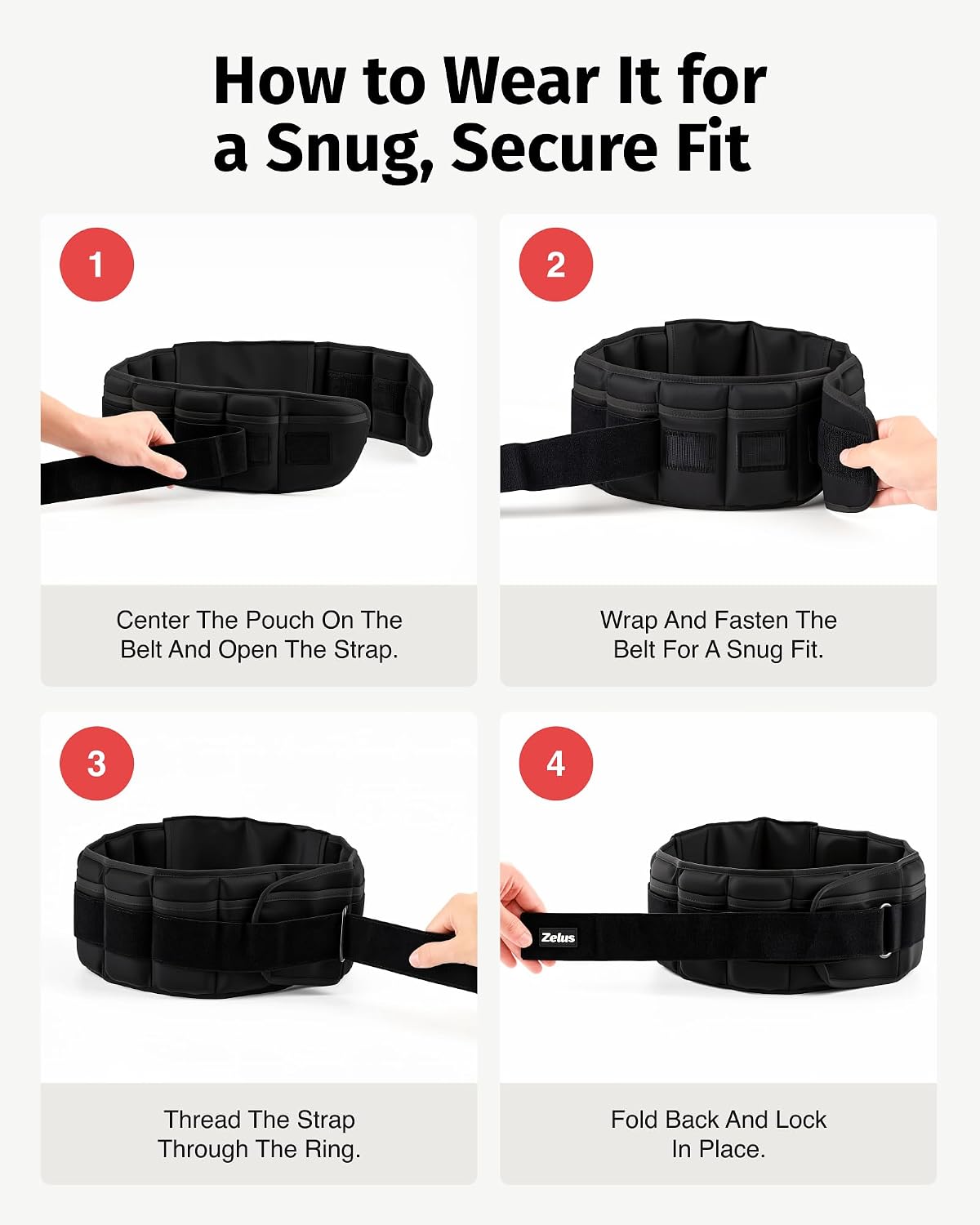 ZELUS Weighted Belt for Women Men, 6/8/10lb Z-Fit Adjustable Weighted Belt