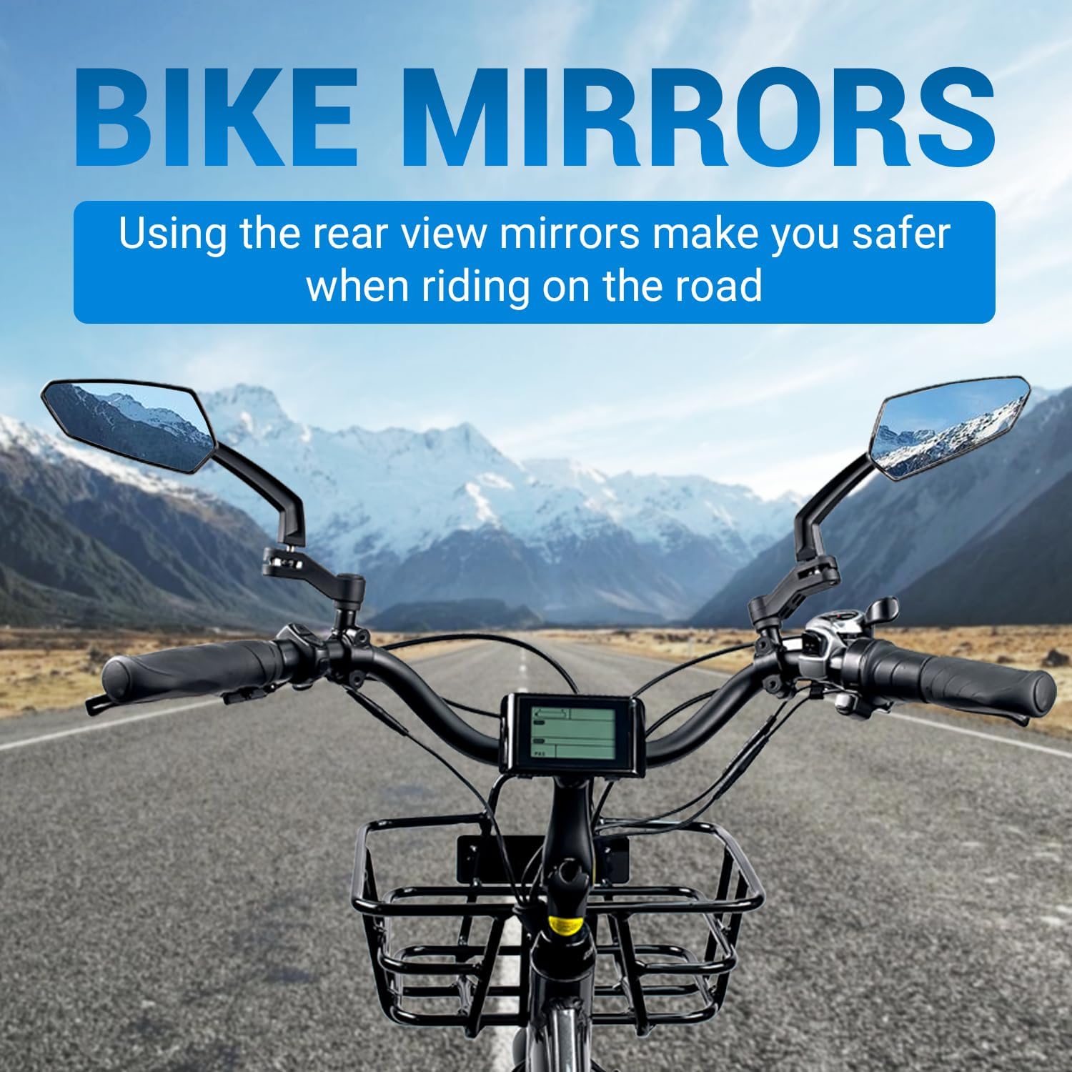 Zycle Bicycle Mirrors, EBike Mirrors for Handlebars, 360° Adjustable Bicycle Rear View Mirror, 22.2mm Diameter Universal Bike Accessories, 1 Pair, Blue
