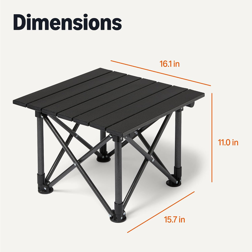 Amazon Basics Folding Camping Table, Made of Alloy Steel and Aluminum, Small, 15.7 x 16.1 x 11 Inches, 4.4 lbs, Black