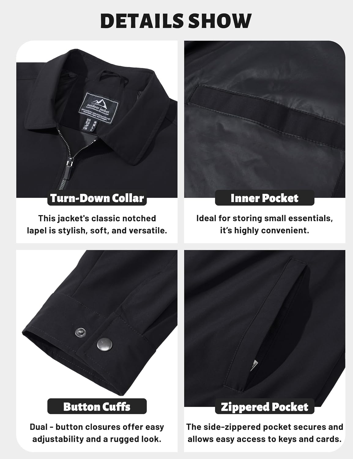 TACVASEN Men's Lightweight Jacket Fall Water-repellent Windbreaker Jackets