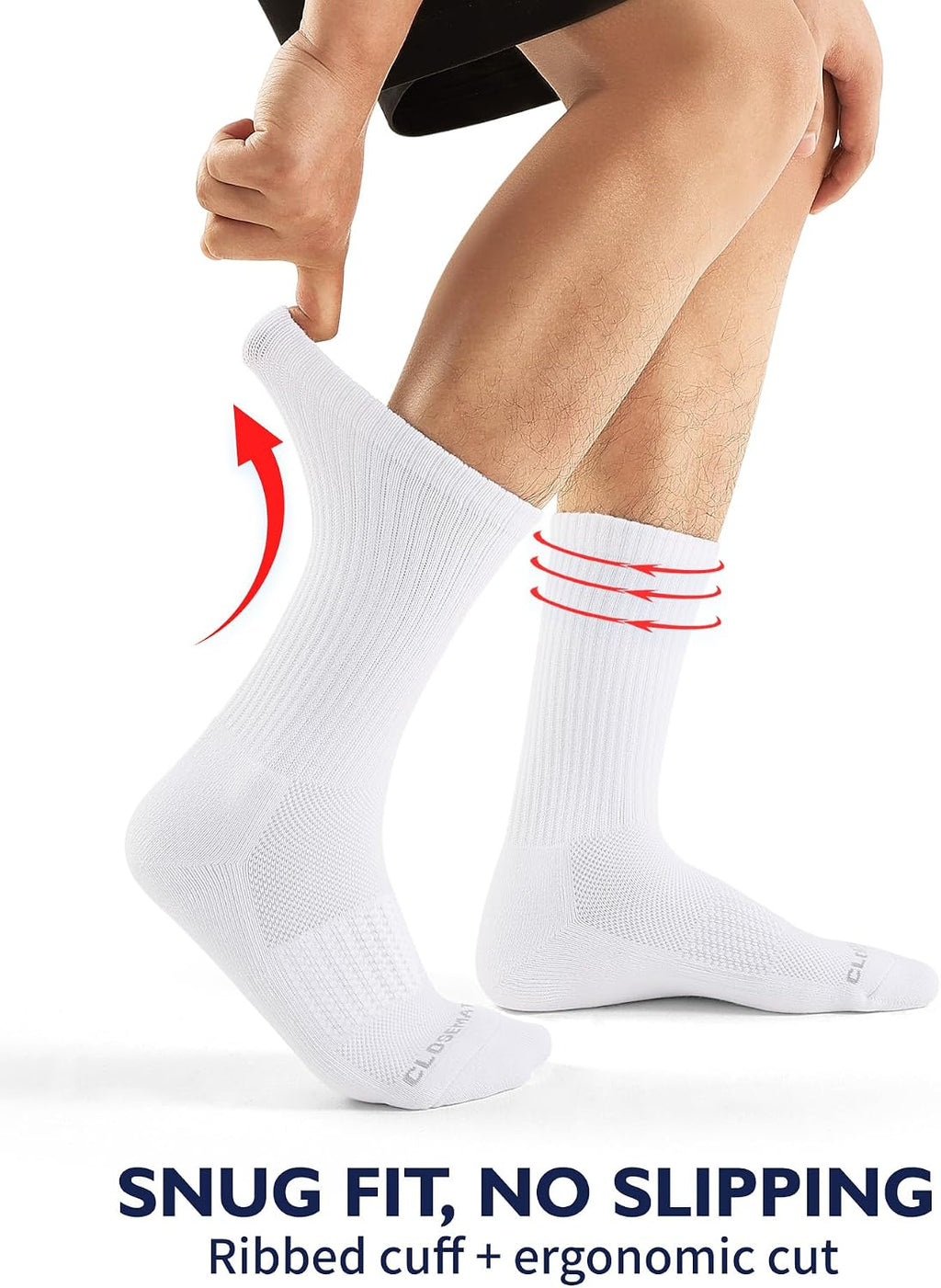 CLOSEMATE Mens Athletic Crew Socks Moisture Wicking Cushioned 6 Pairs