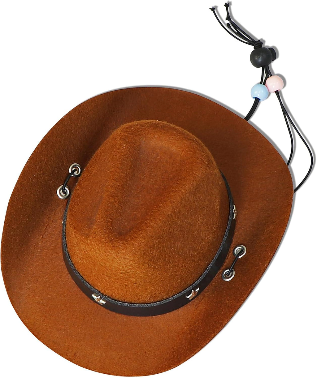 GOYOSWA Dog Halloween Costumes, Dog Cowboy Costume Halloween Pet Cowboy Hat Bandana Scarf for Small Medium Large Dogs Pets (Brown Hat & Red Bandana, Large)