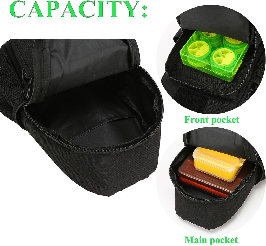 Fishing Sling Bag - Small Fishing Tackle Storage Bags with Rod Holder((Black)