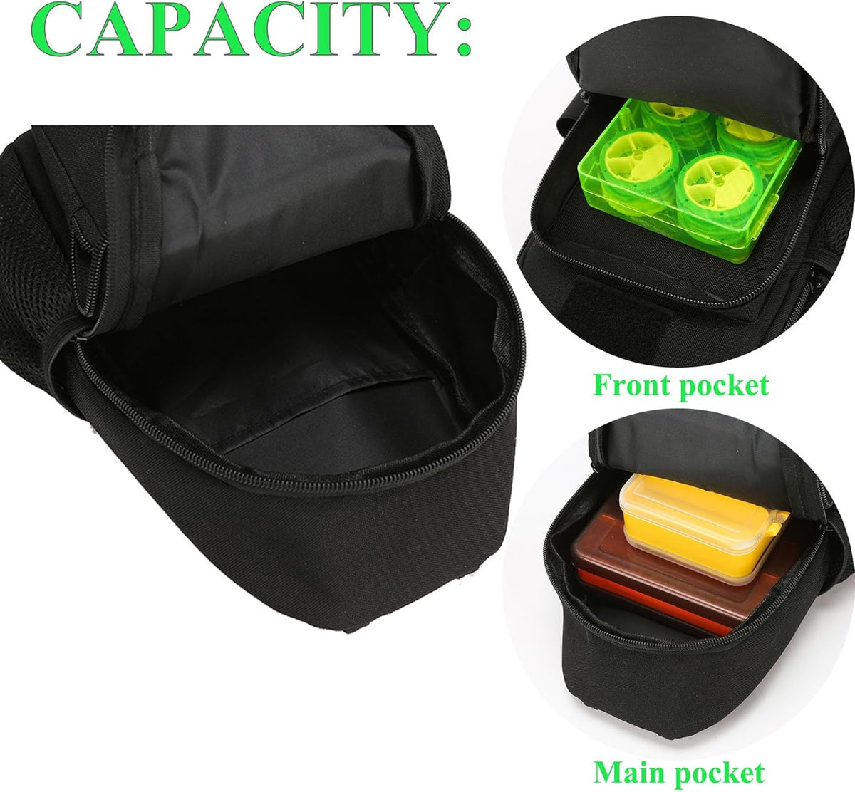 Fishing Sling Bag - Small Fishing Tackle Storage Bags with Rod Holder((Black)