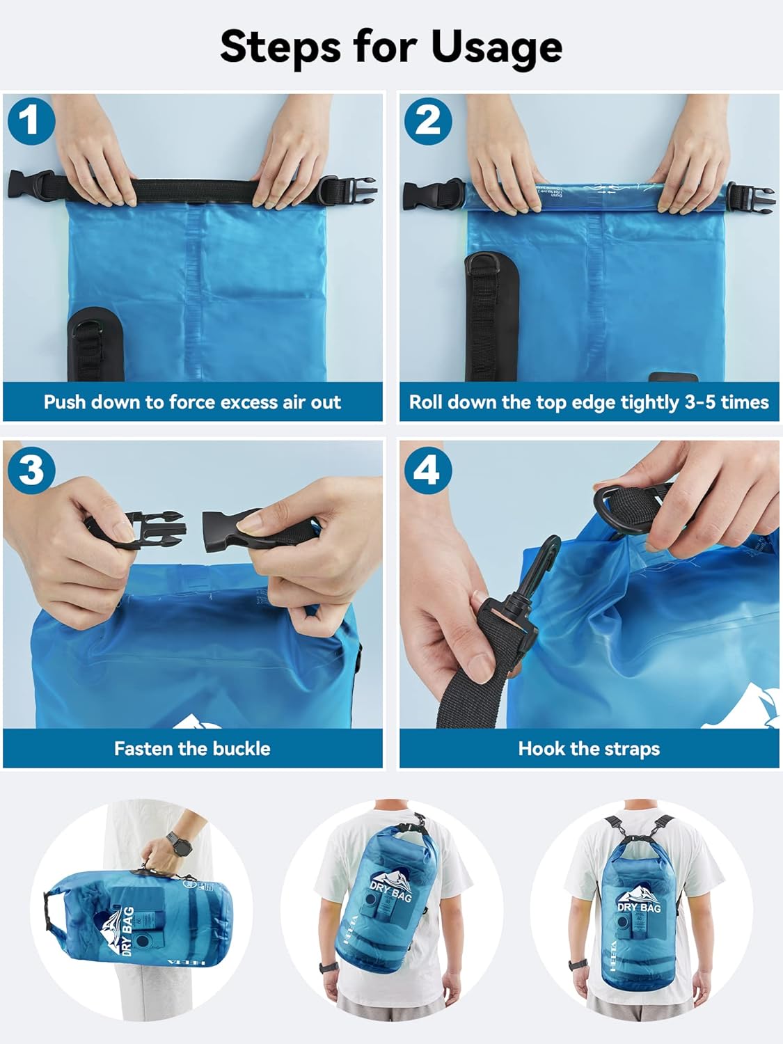 HEETA Dry Bag Waterproof Backpack with Phone Case 5L/10L/20L/30L/40L